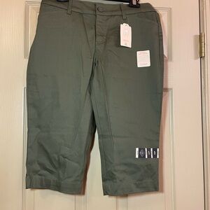 St. John’s Bay Olive‎ Green Capri Pants, NWT, Size 10P